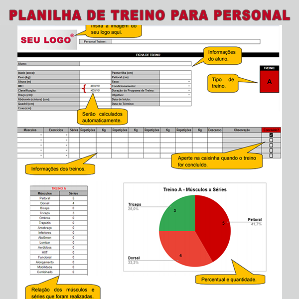 Planilha completa de Avaliao Fsica com anamnese, Parq, posturologia e outros